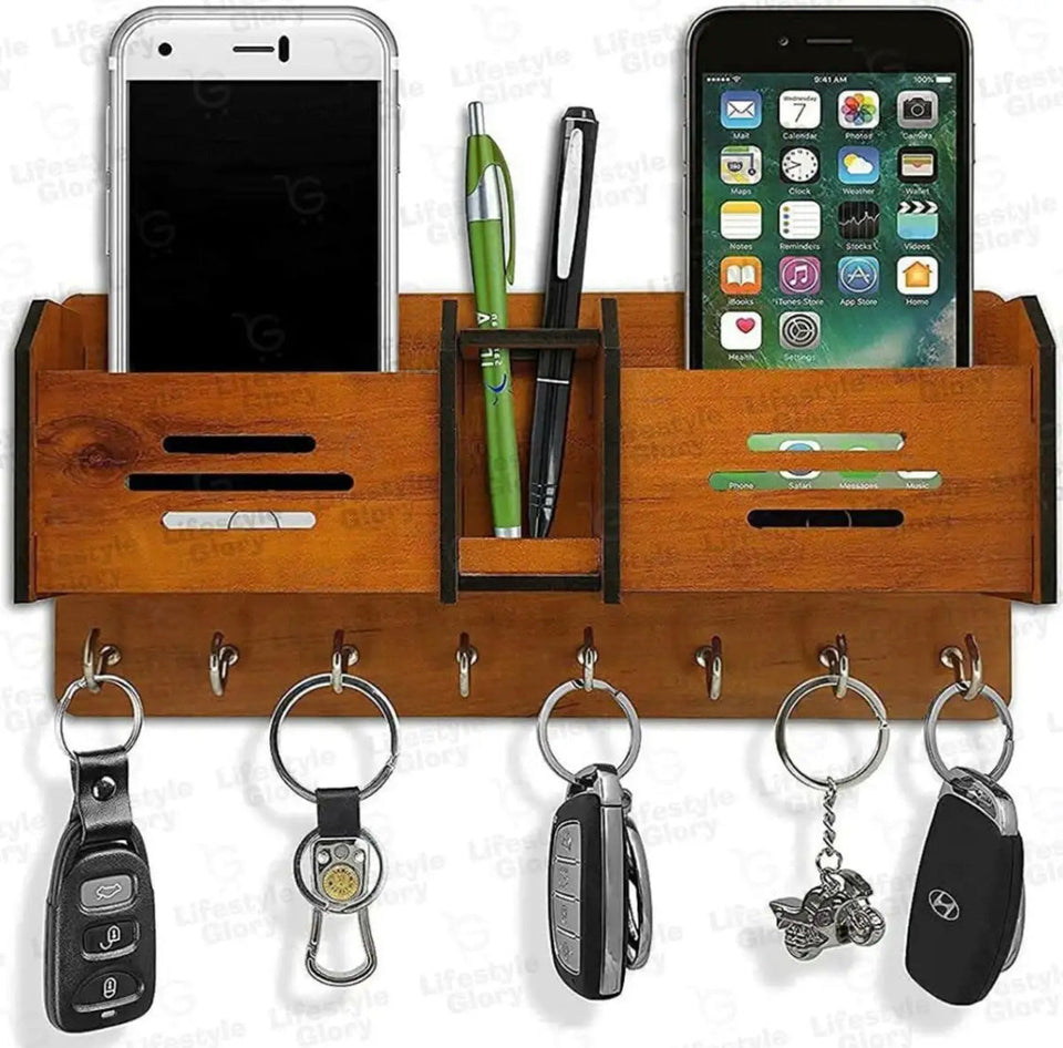 Beautiful Wooden Mobile And Key Holder 😍 Best Decoration And Mobile Safety Product now Best Offer Two (2) in 1100  PKR , 15% Off